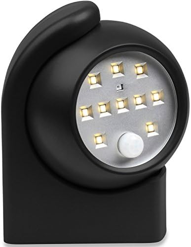 Motion Sensor Night Light for Hallway, Stairs, Closet, Bedroom, Kitchen &amp; More - LED Wall Light Fixture w/ Stick Anywhere Mounts for Indoor/Outdoor Use (Black)
