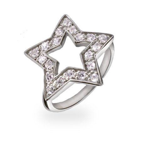 Eve's Addiction CZ Sterling Silver Star Ring