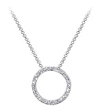 .925 Sterling Silver Cubic Zirconia Eternity Pendant 1mm Rolo Chain Necklace 16
