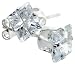 Sterling Silver 6 mm (1.25 Carat Size each) Square Invisible Cut Cubic Zirconia Stud Earrings