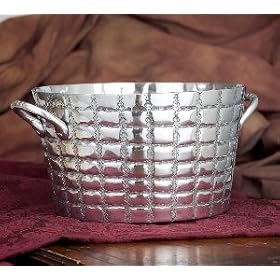 CHECKERED ICE TUB - CHECKERED SILVER PLATED ICE TUB WITH HANDLES by Jaf Gifts