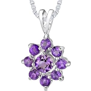 Buy 1.25ct Round Cut Amethyst Pendant in Sterling Silver by Peora