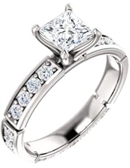 10K White Gold Princess Cut Diamond Ring -- LIFETIME WARRANTY