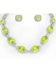 Jankuo Jewelry Silver Tone Prom, Bridal Necklace with Earring Set Green... by 