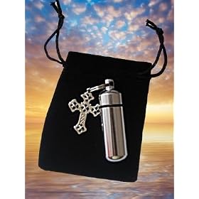 Memorial Keychain Urn / Vial with Cross Charm