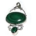 Indian Pendant with Chain Silver Melachite Gemstone Jewelry 2 inches