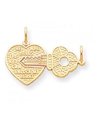10k Yellow Gold Heart & Key Charm