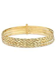 14K Yellow Gold Ladies "Seven Day" Solid 11.3mm Wide Bangle Bracelet
