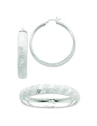 Sterling Silver Satin & Polished Bangle and 50mm Earring Set. Metal Wt- 13.5g.