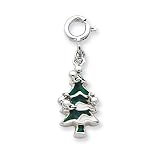 Sterling Silver Enameled Christmas Tree Charm