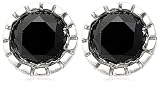 10k Choice of White or Yellow Gold Milgrain Black Diamond Stud Earrings (1/2 cttw)