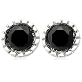 10k Choice of White or Yellow Gold Milgrain Black Diamond Stud Earrings (1 2 cttw)
