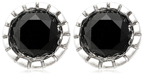 10k Choice of White or Yellow Gold Milgrain Black Diamond Stud Earrings (1/2 cttw)