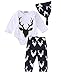 Newborn Infant Baby Girls Boy Deer Tops Bodysuit Long Pants Hat 3pcs Outfits Set,White&navy Blue,0-3 Months