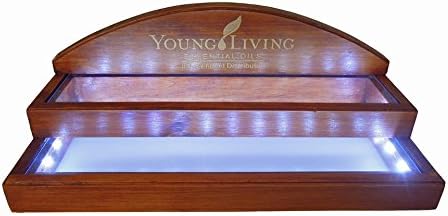 Young Living Essential Oils - LED Lighted Essential Oil Display Rack. Great for events. Laser Engraved w/ Metallic Gold font. Independent Member (LED - Bright White)