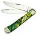 Case Cutlery 9254CE/E Cats Eye Corelon Engraved Trapper Pocket Knife with Stainless Steel Blades, Teal, Blue and White Mixed Corelon