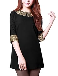 Elbow Length Sleeves Polyester  Sequined Mini Dress  With a Bow(s)