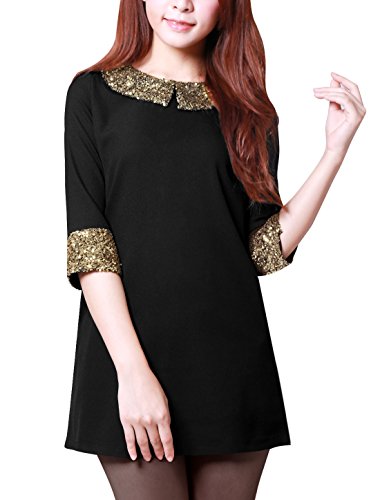 Allegra k women sequin peter pan collar elbow sleeve mini dresses…