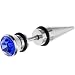 2 Gauge Blue Gem Stainless Steel Fake Taper Ear Plug