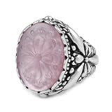 Pink Mother of Pearl Flower Carved Ring