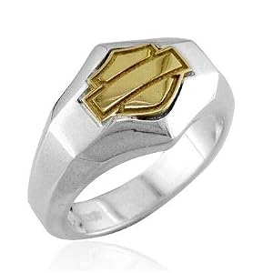 Harley-Davidson® Men's Gold Bar & Shield Knight Silver Ring HDR0150