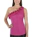 GO International® Button-Front One-Shoulder Top - Fuchsia