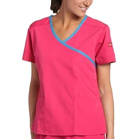 Dickies Women's Everyday Scrubs (EDS) Contrast Mock Wrap Top