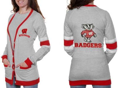 Wisconsin Badgers Long Sleeve Study Hall Women's Gray Cardigan