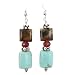 Southwest Turquoise and Agate Gemstone Bead Dangle Earrings with Sterling Silver Accent Beads, #7483