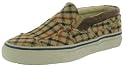 SPERRY Top-Sider Striper Mens Canvas Slip Ons Boat Shoes Tan Tweed Plaid