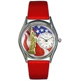 Whimsical Watches Women's July 4th Patriotic Red Leather Watch #S1228001