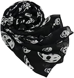 Glovin Brand Woven Sheer Skulls Print Scarf (Black)