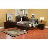 IMAGE OF Eastern King Platform Bedroom Set with Faux Leather Headboard in Cappuccino