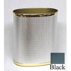 Bath Jewelry Oval Wastebasket Black Gold Trim