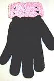 Gm11, Black Magic One Size Gloves with Trimmed By Hand Crochet with Raspberry Chenille for Newborn and Toddlers 0-4yrs