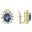 14K Yellow Gold Tanzanite and Diamond Earrings