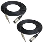 GLS Audio 12ft Patch Cable Cords - XLR Male To 1/4" TRS Black Cables - 12' Balanced Snake Cord - 2 PACK