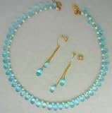 Aquamarine Necklace and Earring Set 0.20k G.S.I. Diamonds 170k Aquamarine and cultured pearls 17 Long Necklace