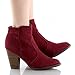 Breckelle's Heather-34W Faux Suede Chunky Heel Synthetic Ankle Boots for Women Wine Suede 8
