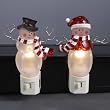 Pack of 6 Snowman with Top and Santa Claus Hats Christmas Night Lights 5.5"