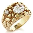 Brass Gold Plated Ring with Clear CZ - Size: 5-10