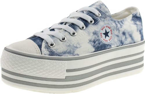 Maxstar Mottled Pattern Low-top Platform Canvas Sneakers Shoes