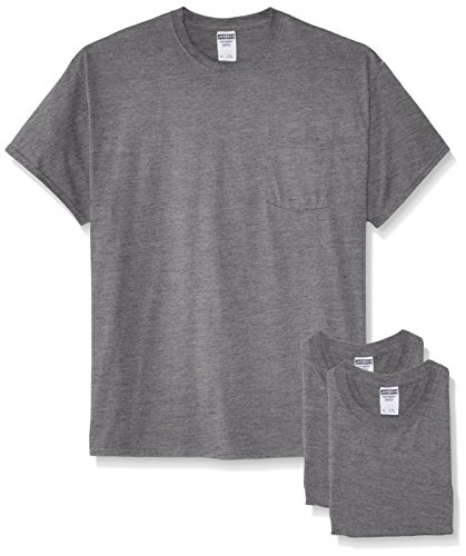 Jerzees Men's Adult Short Sleeve Pocket Tee 3 Pack X Sizes, Oxford, 2X