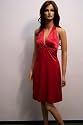 Boutique-Satin-Neckholder-Cocktailkleid mit Spitze in Rot