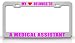 MY HEART BELONGS TO A MEDICAL ASSISTANT Occupation Metal Auto License Plate Frame Tag Holder, Chrome/Pink