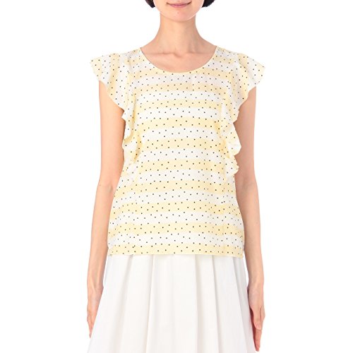 (スープ)SOUP ボーダー×ドット柄ラッフルスリーブブラウス