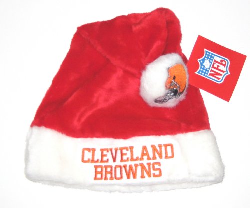 Cleveland Browns NFL Red & White Plush Logo Santa Hat