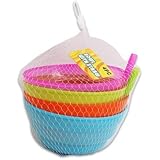 SET of 4 Sip-a-bowl Soup or Cereal Bowl for Kids Plastic with Built in Straw, Pink, Blue, Orange & Lime Green