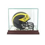 Football Mini Helmet Display Case - Glass Top with Wood Base
