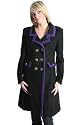 N07 Womens Black Purple Long Military Coat Sizes 8-14 UK